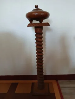 Sellette Colonne Torse Vintage - Bois Massif Sculpté - Style Art Déco
