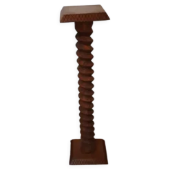 Sellette Colonne Torse Vintage - Bois Massif Sculpté - Style Art Déco