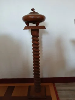 Sellette Colonne Torse Vintage - Bois Massif Sculpté - Style Art Déco