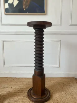 Sellette, colonne vis de pressoir en bois