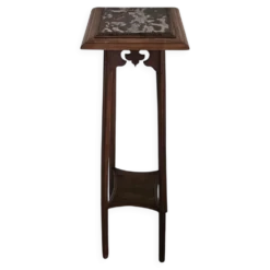 Sellette porte-plante haute en bois sculpté et marbre Art nouveau