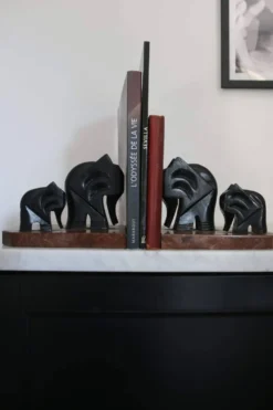 Serre-livres art déco, bois et marbre, Armand