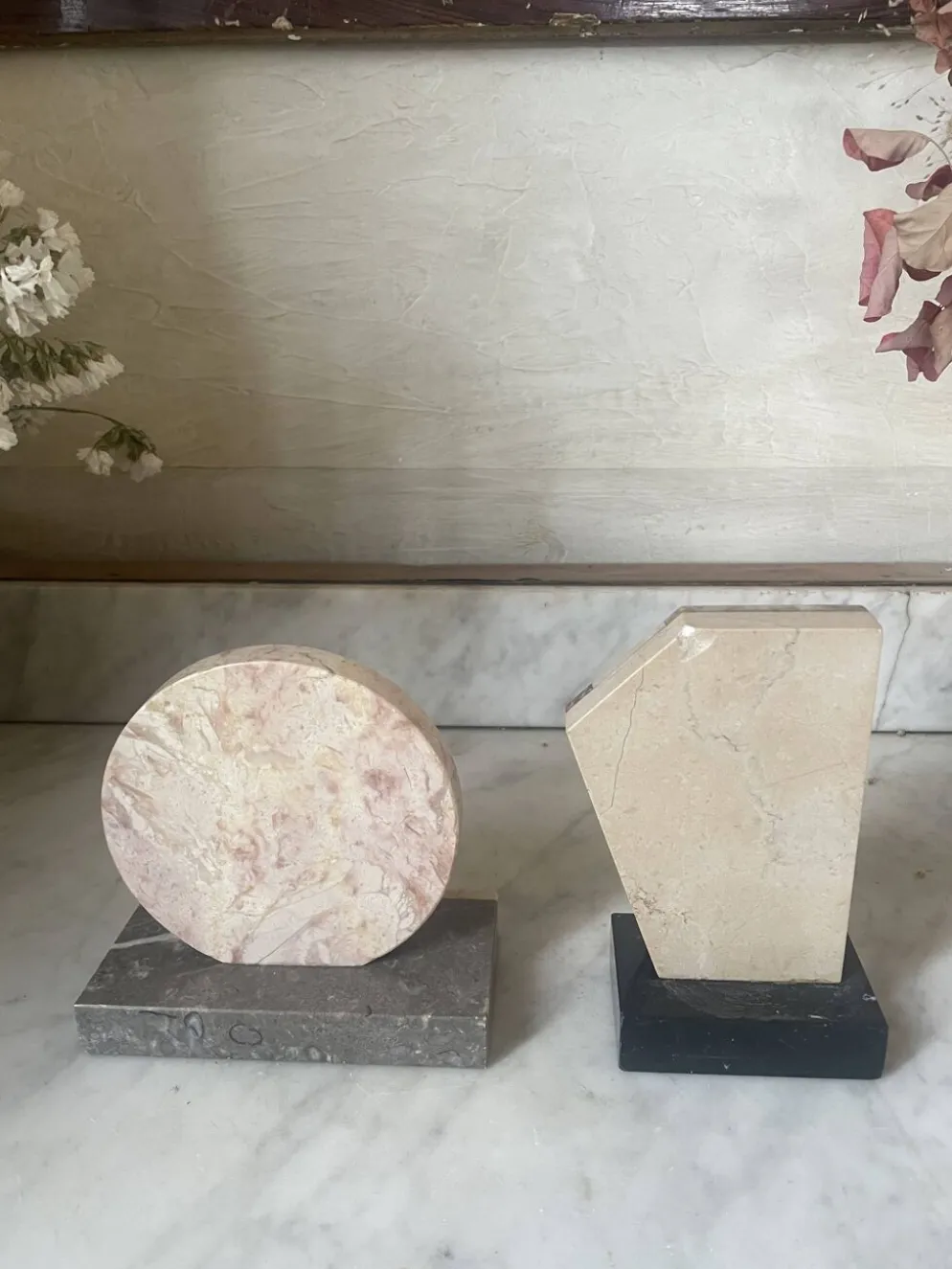 serre-livres asymétriques en marbre Art déco
