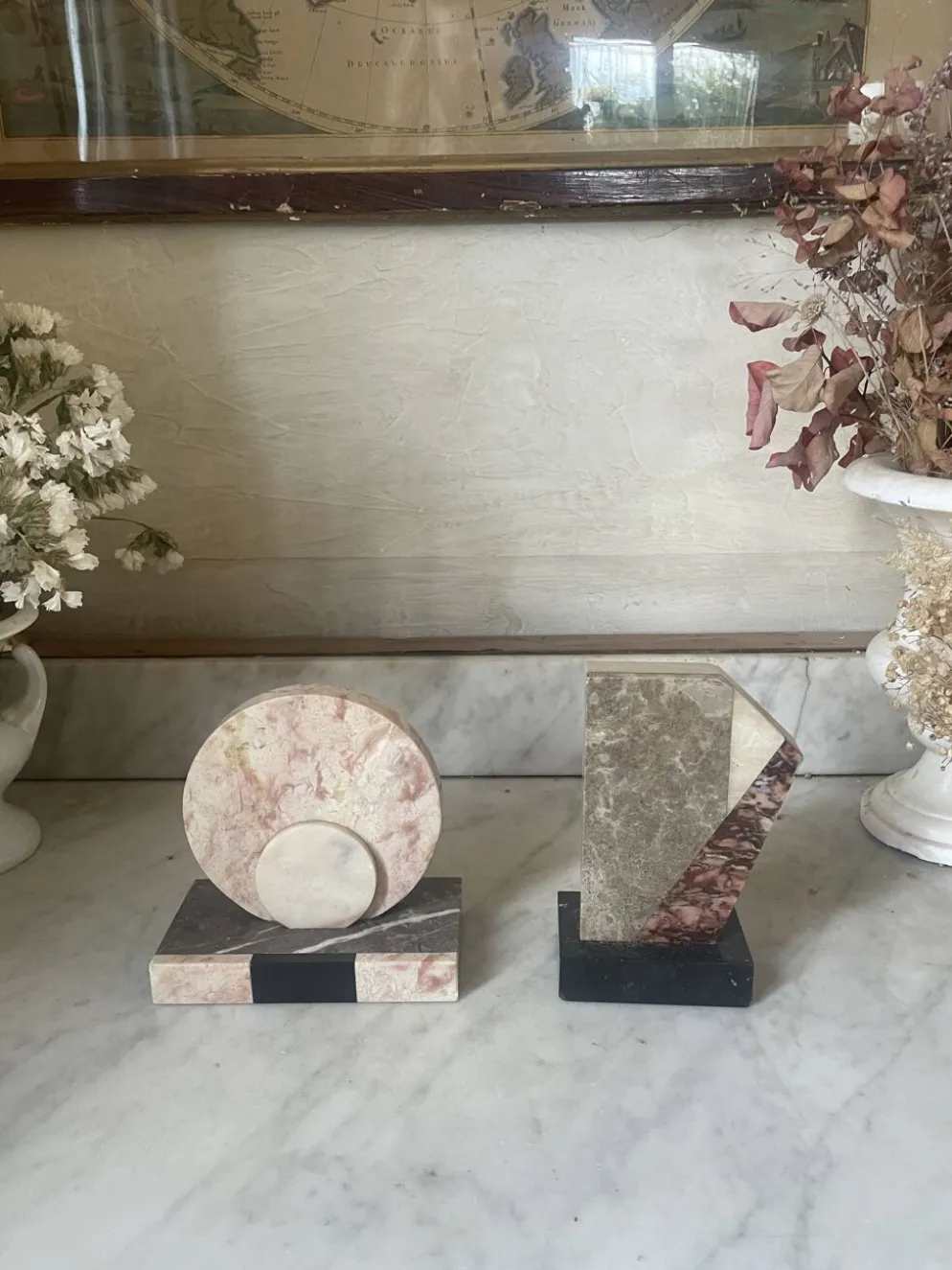 serre-livres asymétriques en marbre Art déco