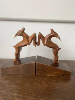 Serre-livres bouquetins en bois