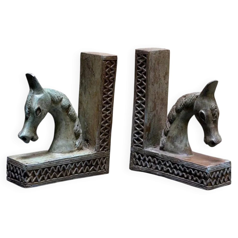 Serre-livres chevaux en bronze (Artisanat du Burkina Faso)