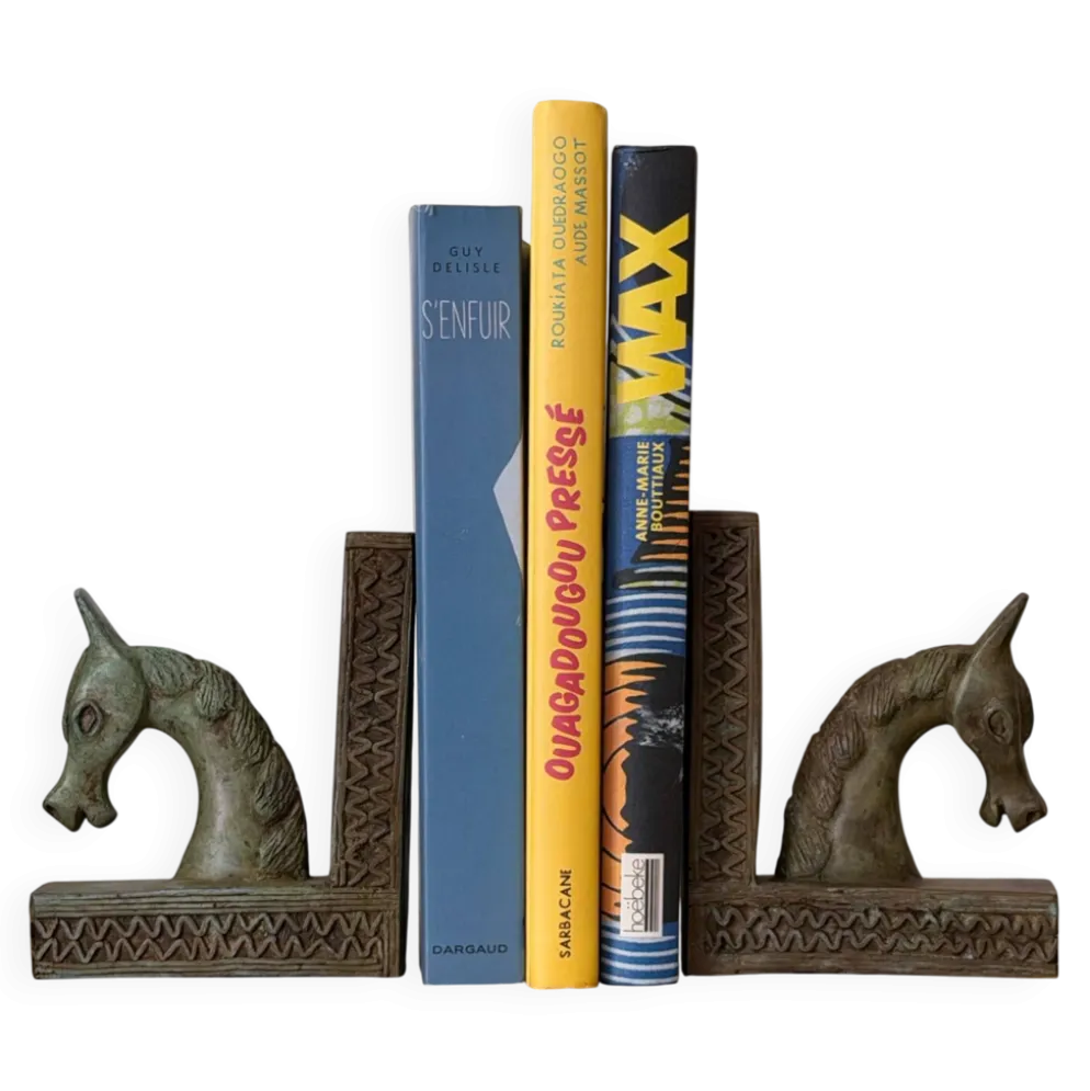 Serre-livres chevaux en bronze (Artisanat du Burkina Faso)