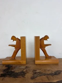Serre-livres cubistes en bois sculpté, Allemagne milieu XXème