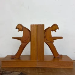 Serre-livres cubistes en bois sculpté, Allemagne milieu XXème