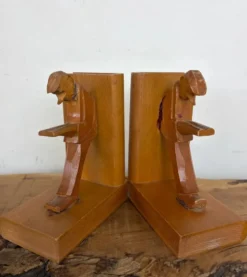 Serre-livres cubistes en bois sculpté, Allemagne milieu XXème