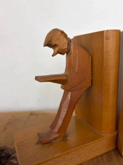 Serre-livres cubistes en bois sculpté, Allemagne milieu XXème