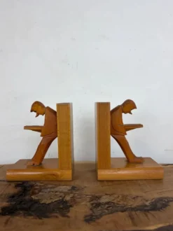 Serre-livres cubistes en bois sculpté, Allemagne milieu XXème