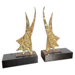 Serre livres en bronze doré vers 1960