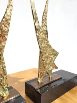 Serre livres en bronze doré vers 1960