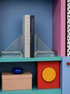Serre-livres en méthacrylate massif – Design moderniste rare, années 1980