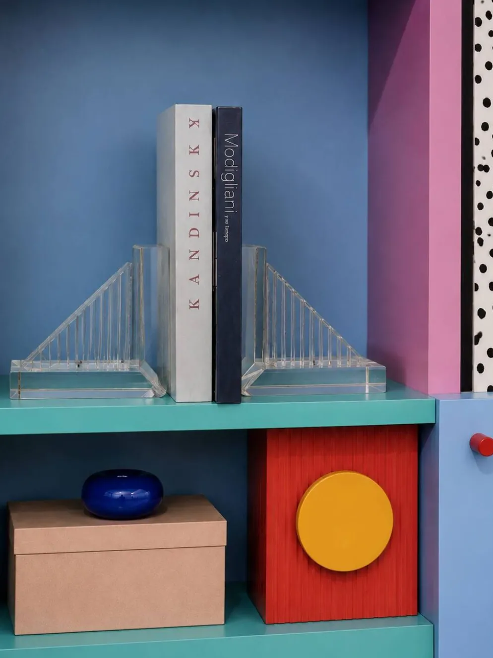 Serre-livres en méthacrylate massif – Design moderniste rare, années 1980