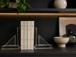 Serre-livres en méthacrylate massif – Design moderniste rare, années 1980