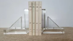 Serre-livres en méthacrylate massif – Design moderniste rare, années 1980