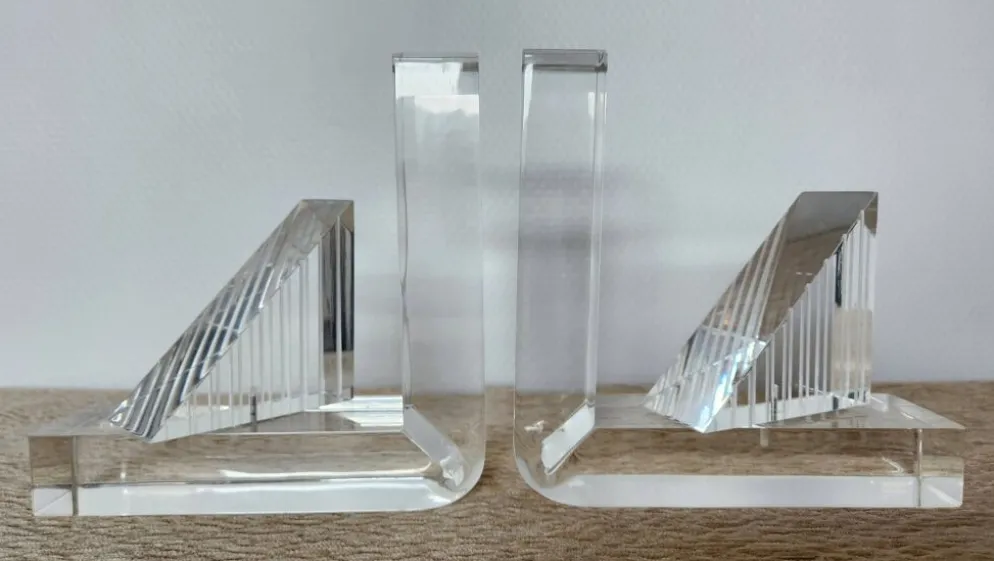Serre-livres en méthacrylate massif – Design moderniste rare, années 1980