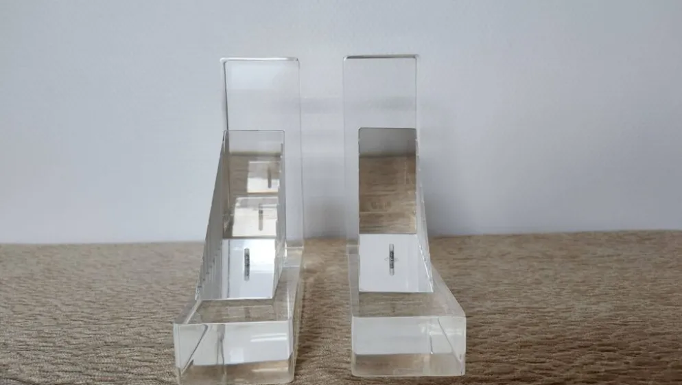 Serre-livres en méthacrylate massif – Design moderniste rare, années 1980