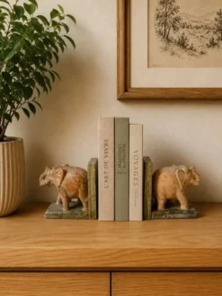 Serre livres éléphant en pierre naturelle