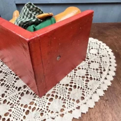 Serre-livres ourson vintage en bois peint – Déco enfant rétro