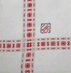 service de table ancien rouge et blanc 