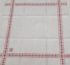 service de table ancien rouge et blanc 