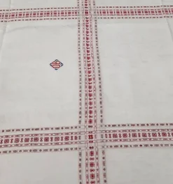 service de table ancien rouge et blanc 
