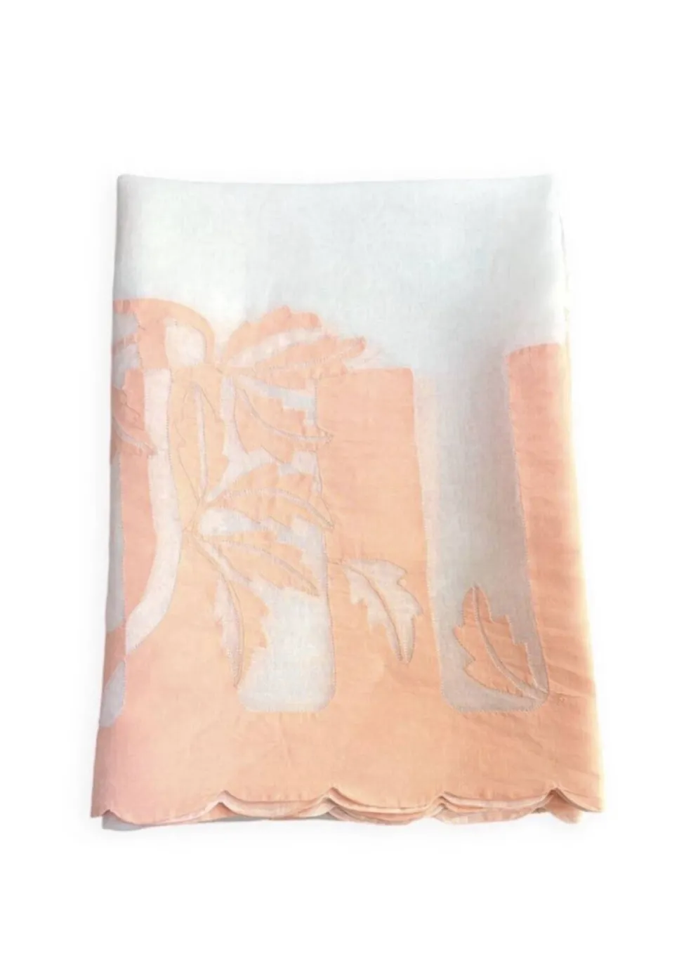 Service de table art déco 1930 : grande nappe rectangulaire et 6 servi