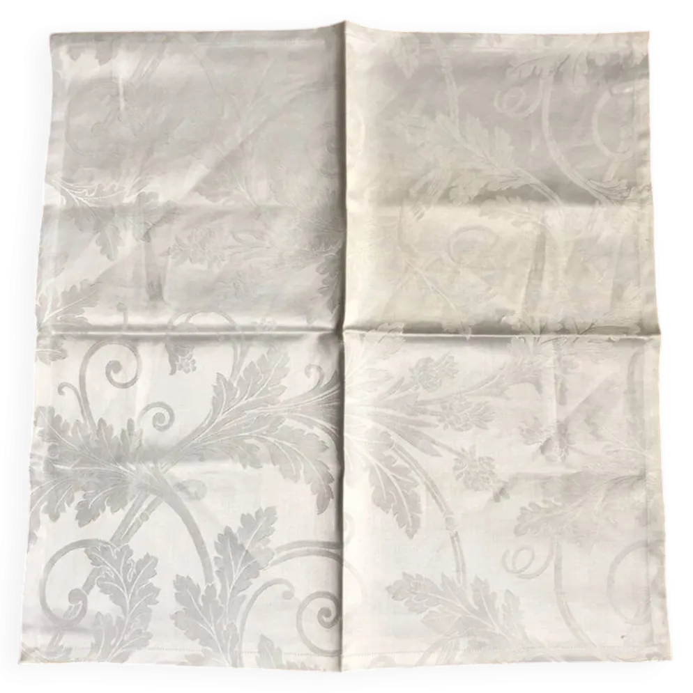 Serviette Christofle "Orangerie" coton Gris damassé
