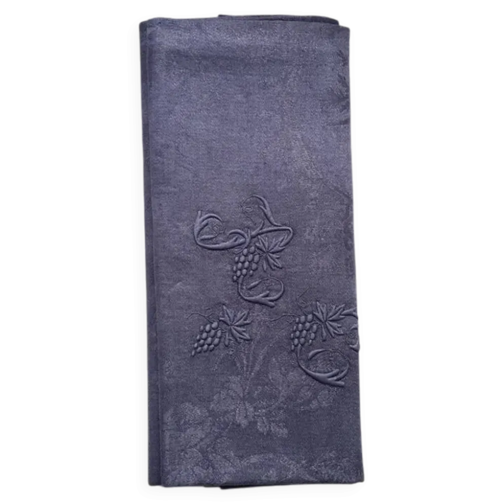 Serviette de table ancienne brodée AC violette