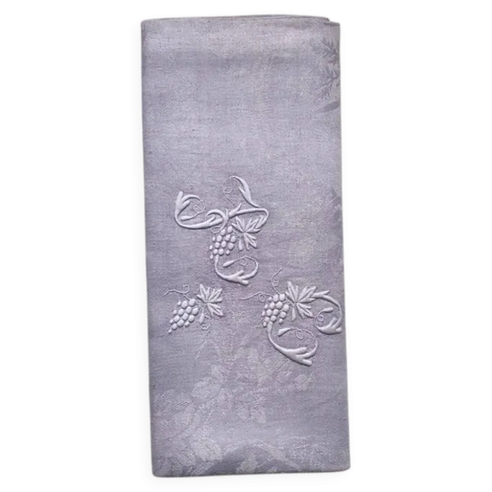 Serviette de table ancienne brodée AC lilas