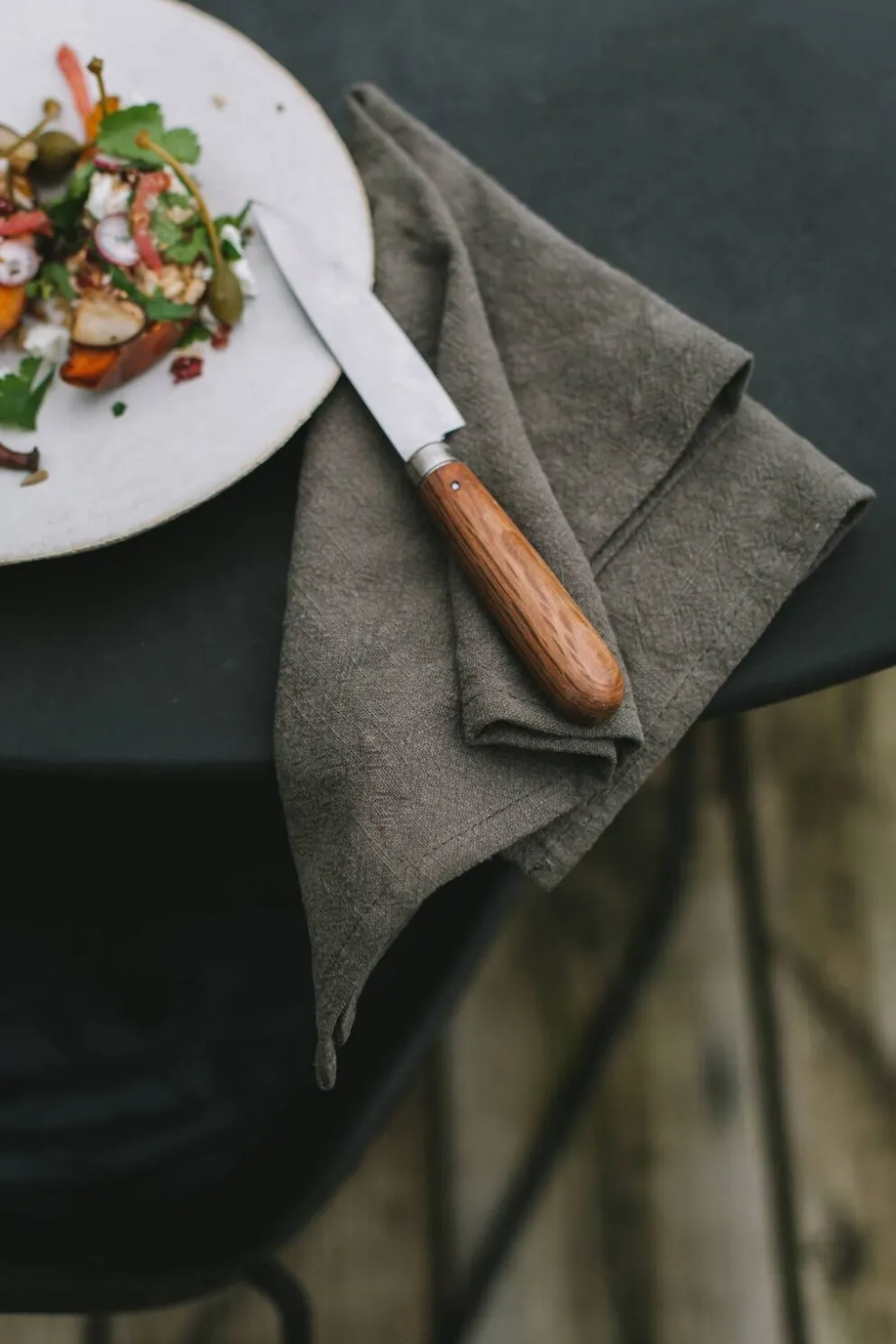 Serviette en lin lavé Kaki