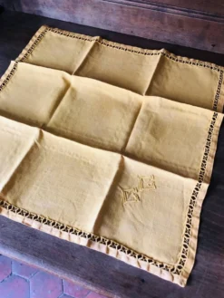 8 serviettes anciennes monogrammées CG - 38x38 cm - Coton