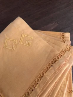 8 serviettes anciennes monogrammées CG - 38x38 cm - Coton