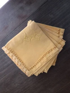 8 serviettes anciennes monogrammées CG - 38x38 cm - Coton
