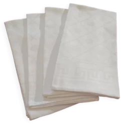 4 serviettes blanches damassé de lin