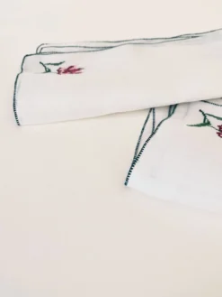 6 serviettes brodées main, 28 cm