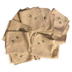 Serviettes brodés en lin et coton