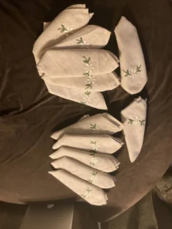 Serviettes brodés en lin et coton