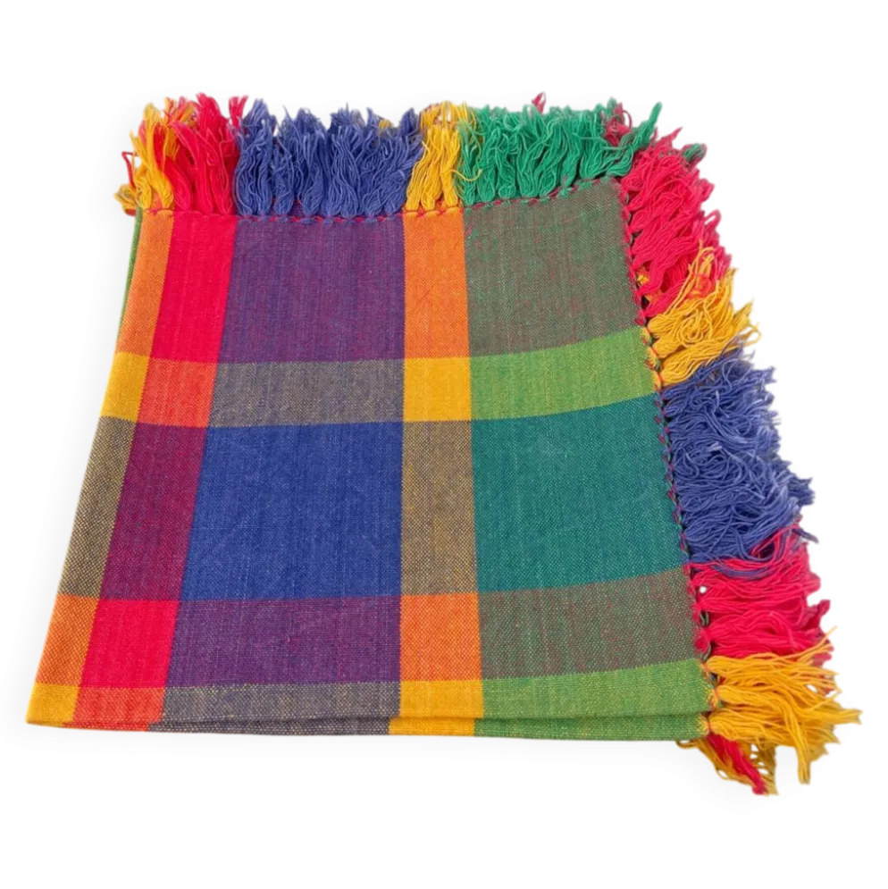 5 serviettes de table à carreaux multicolores