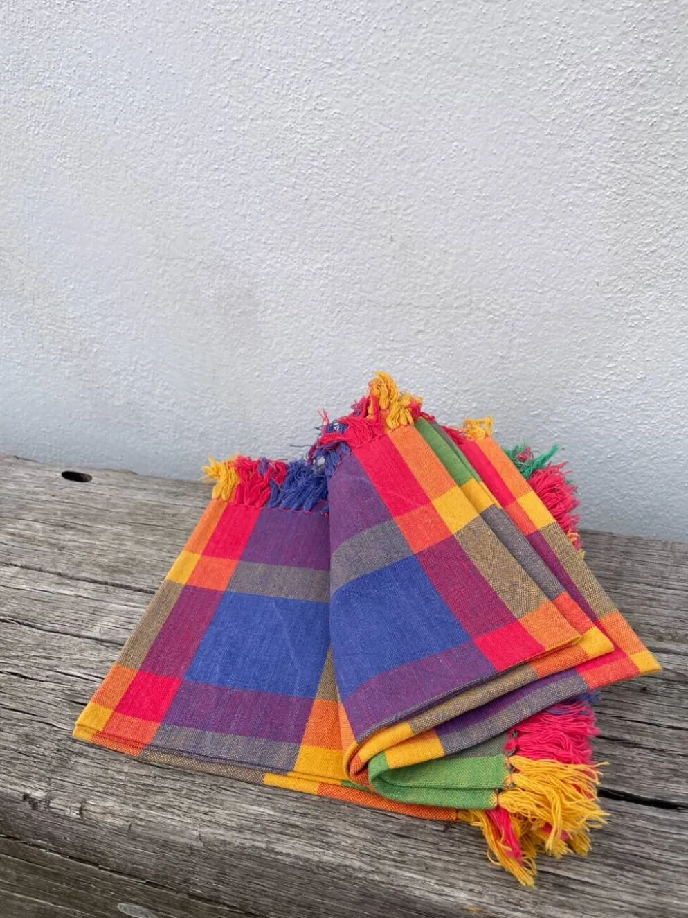 5 serviettes de table à carreaux multicolores