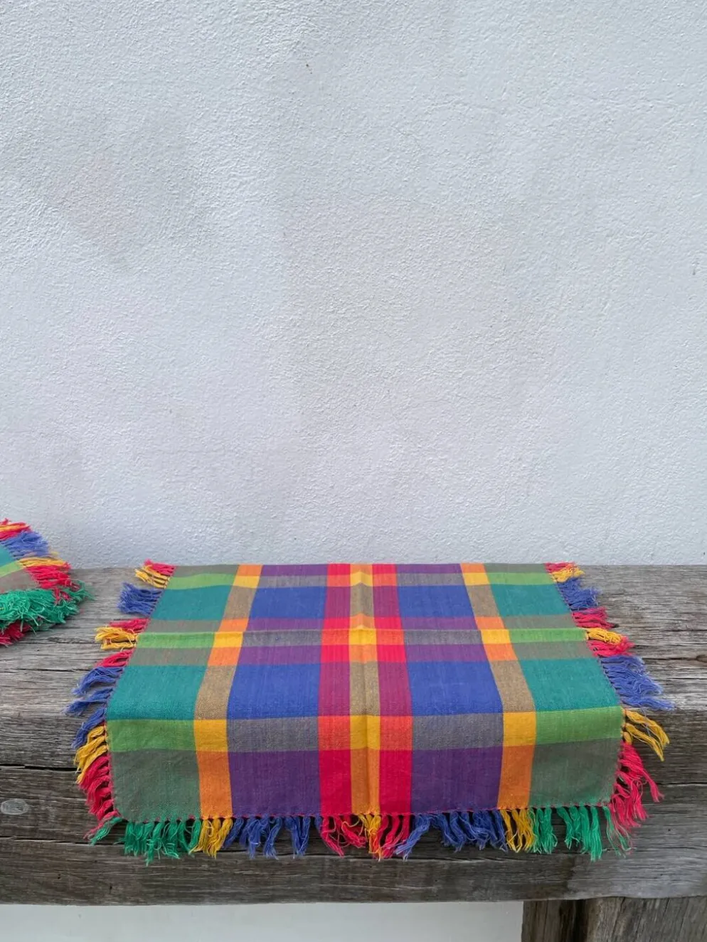 5 serviettes de table à carreaux multicolores