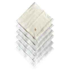 6 serviettes de table en coton beige brodé