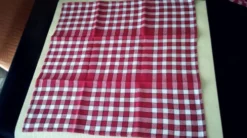 6 Serviettes de table en coton rouge et blanc Vintage