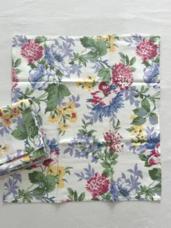 6 serviettes de table à fleurs en coton vintage