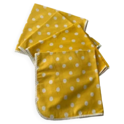 4 serviettes de table jaune à pois blanc