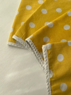 4 serviettes de table jaune à pois blanc
