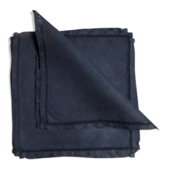 6 serviettes de table noires, en damassé de lin